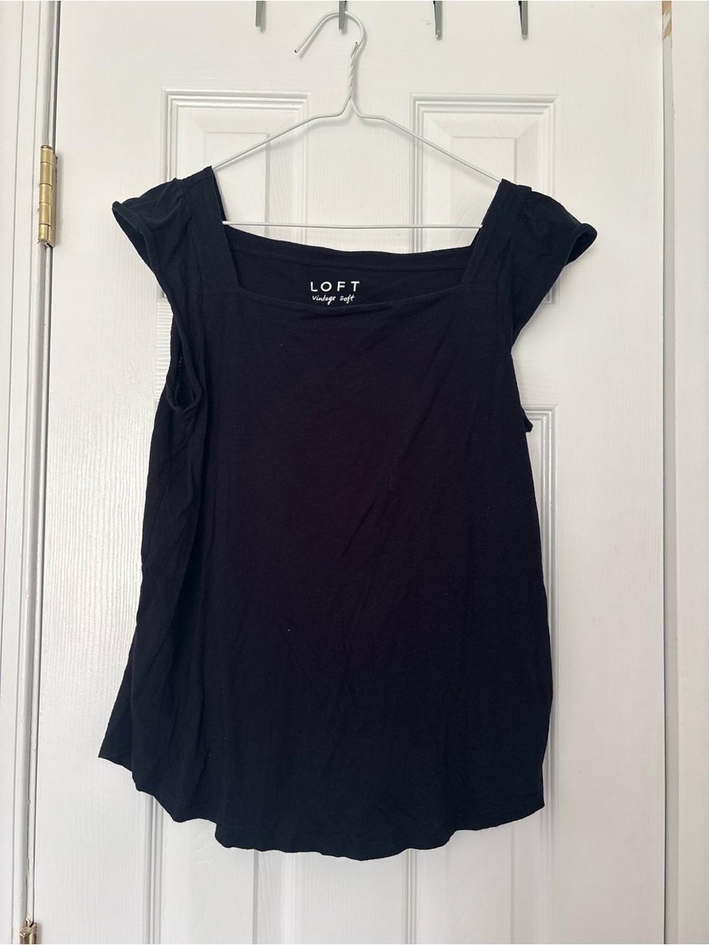 LOFT Navy Blue Square Neck Cap-Sleeve Tank